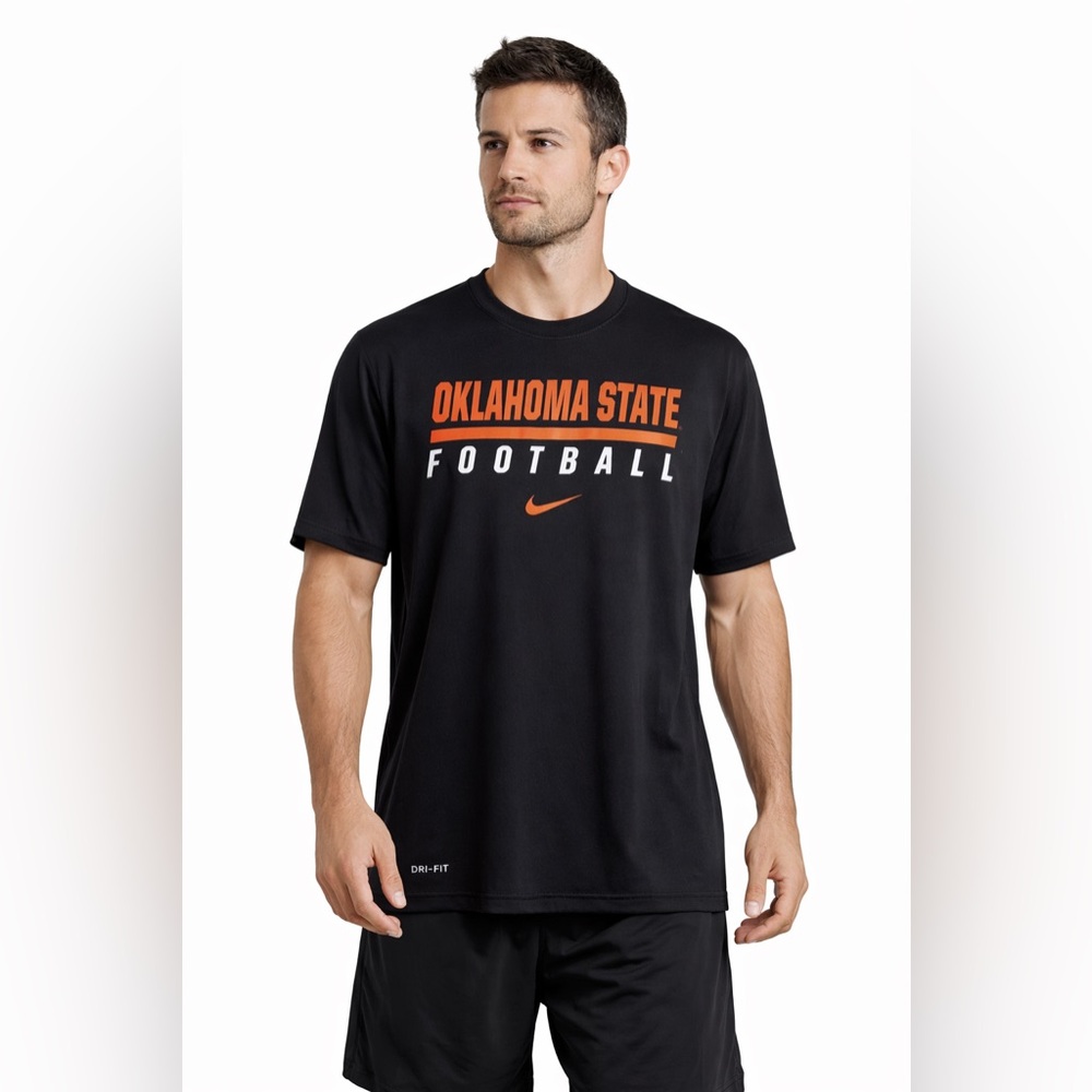 Nike Dri-Fit Oklahoma State OSU Football T-Shirt Men XXL Black Orange
